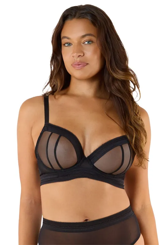 Icon Black 'Sheer Plunge Bra' - Playful Promises