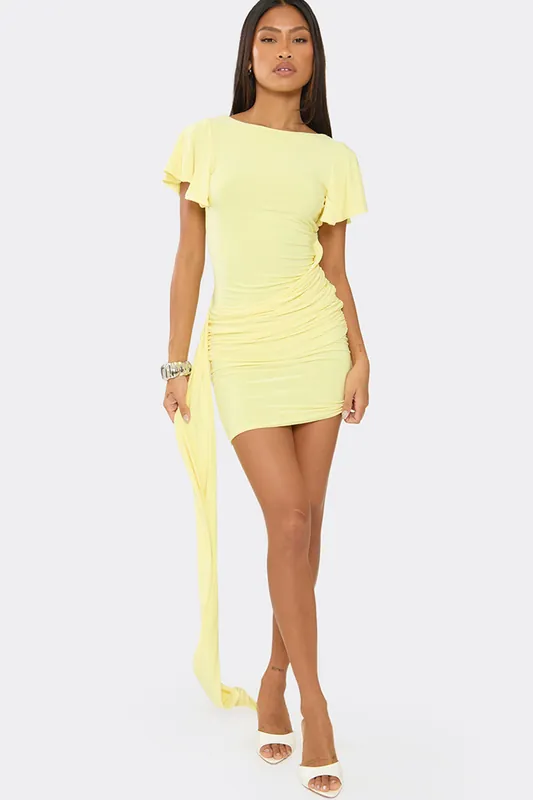 Short Sleeve Drape Mini Dress - EGO