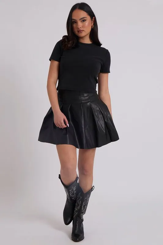 PU Pleated Mini Skirt - Urban Bliss