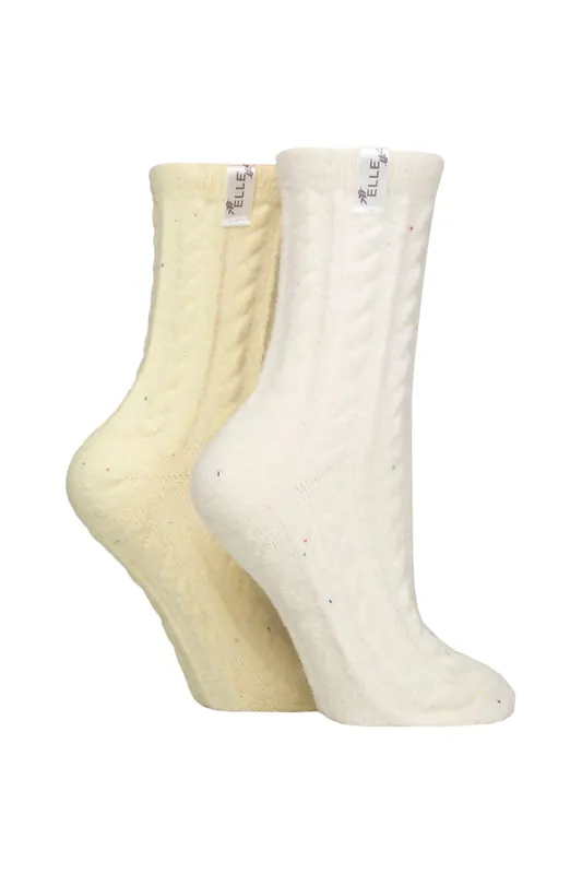 Women's 2 Pair Speckled Cable Cosy Socks - ELLE