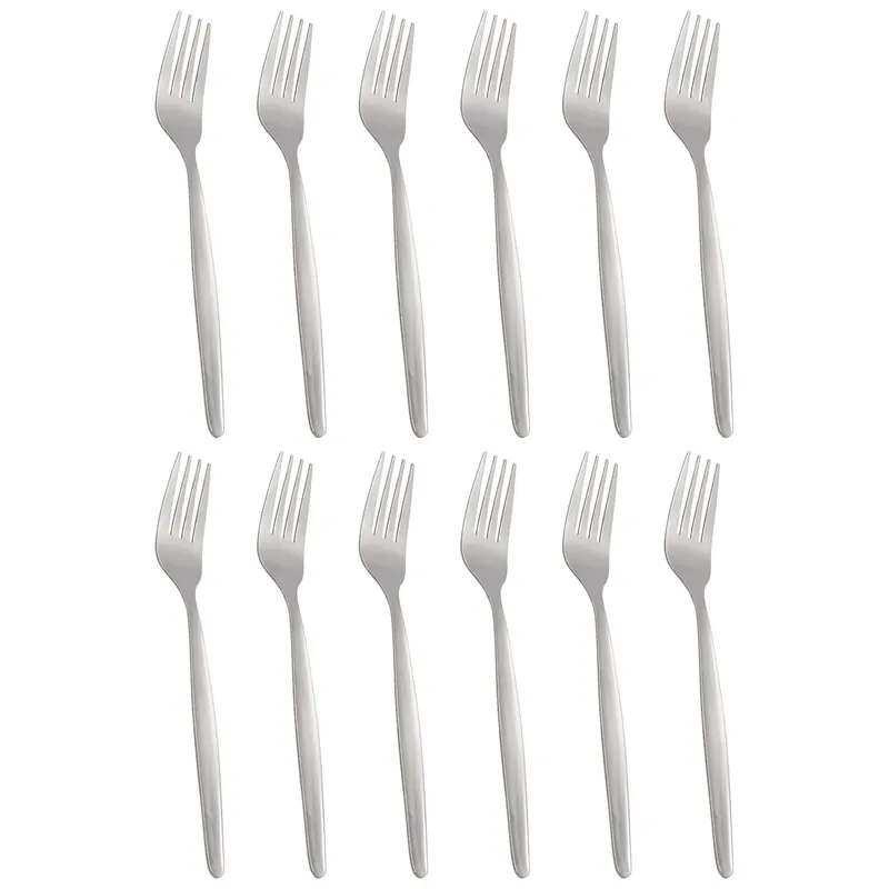 Economy Silver Dinner Forks - 12x Durable Rust Resistant Flatware