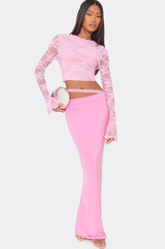 Wrap Wrap Lace Mid Rise Maxi Skirt - EGO
