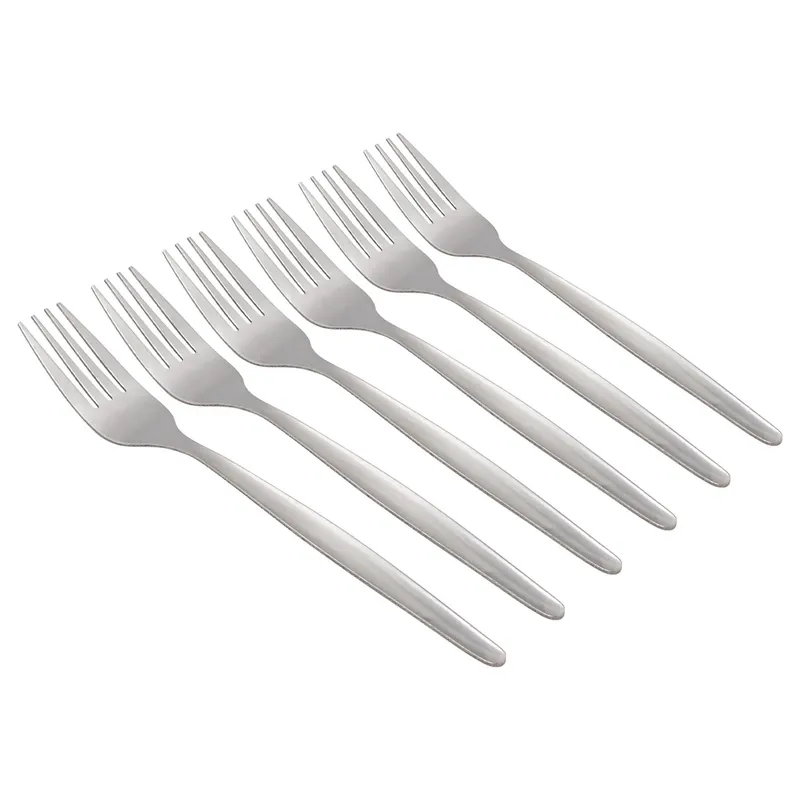 Economy Silver Dinner Forks - 6x Durable Rust Resistant Flatware
