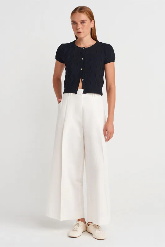 High-Waist Wide-Leg Linen Blend Trousers