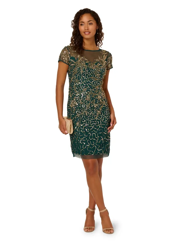 Beaded Sheath Dress - Adrianna Papell