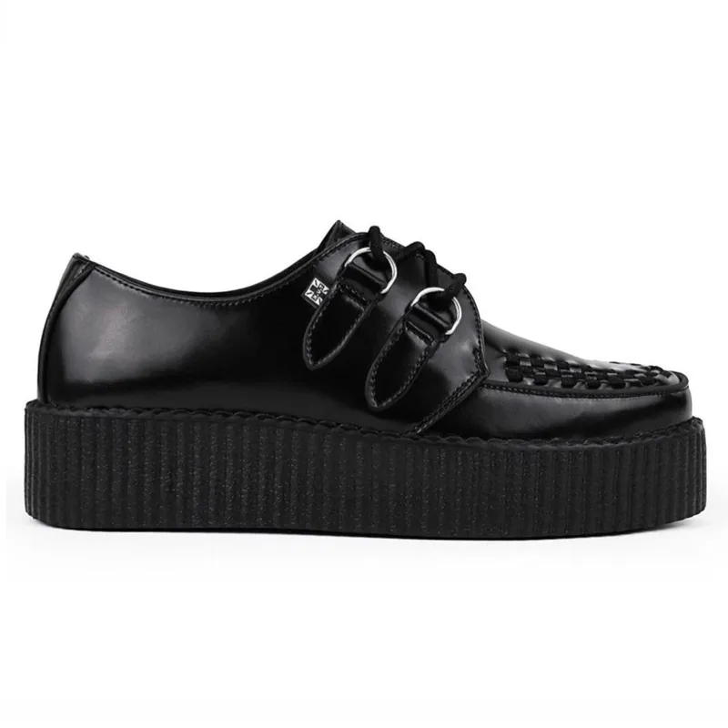 Viva High Creeper Leather Platform Lace-Up Goth Shoes