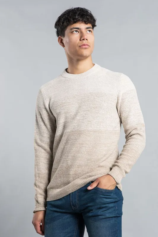 Colour-Block Crew Neck Knit Jumper