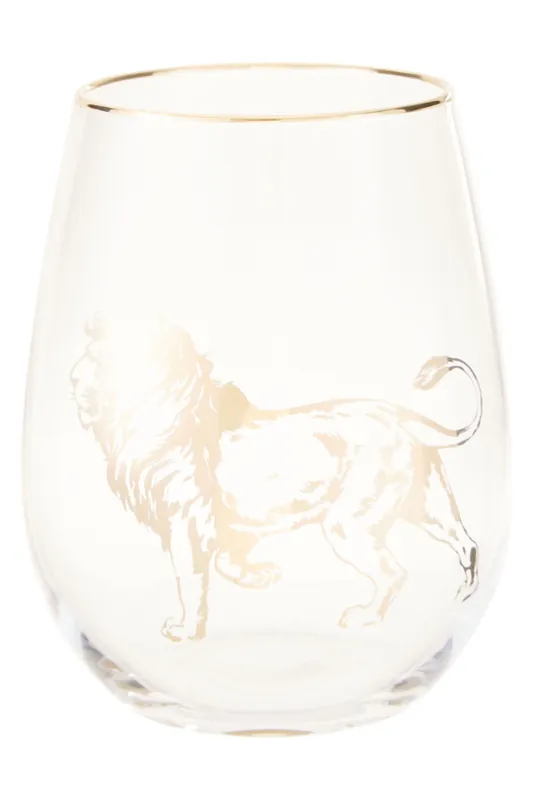 Comfortable Grip Gold Lion Curved Tumbler, Versatile Tumbler For Parties, Easy Sipping Restaurant Tumbler - Orsina