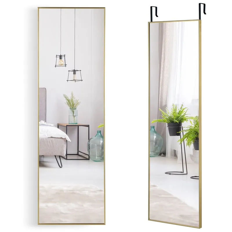 2 IN1 Full Length Mirror Over the Door Dressing Mirror Hanging Wall Mounted Mirror - Costway