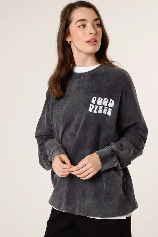 Grey Good Vibes Sweatshirt - Blue Vanilla