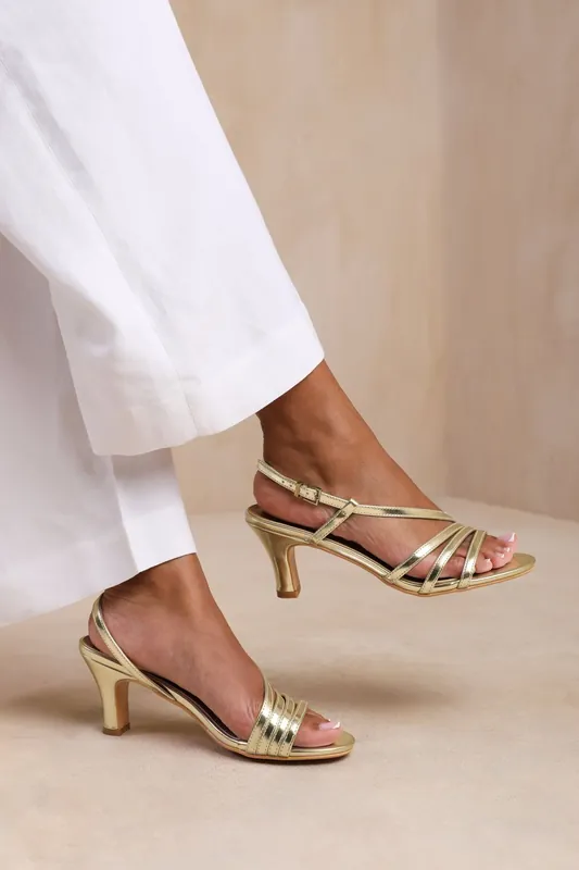 Mykonos' Mutli Strap Slingback Low Block Heel - Where's That From