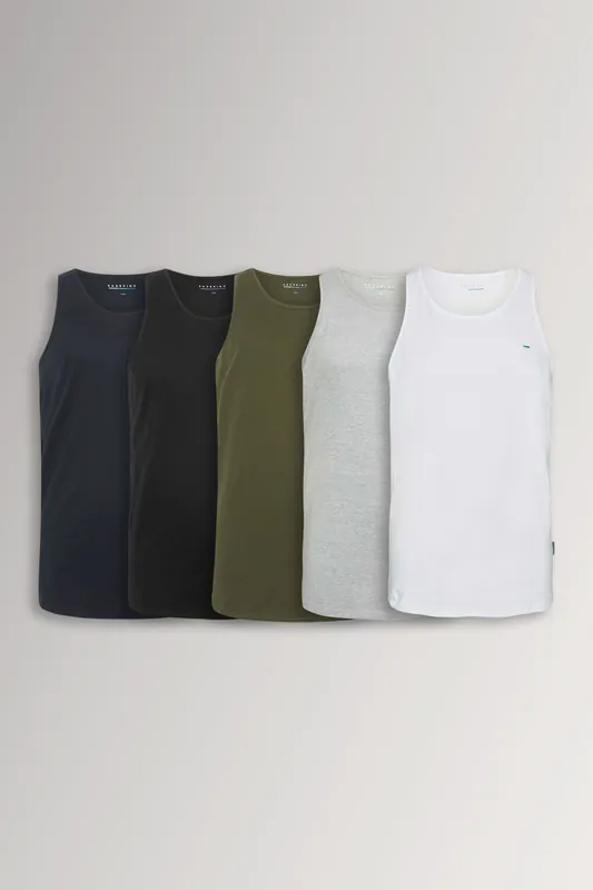 5 Pack Extra Long Vest Tops - BadRhino