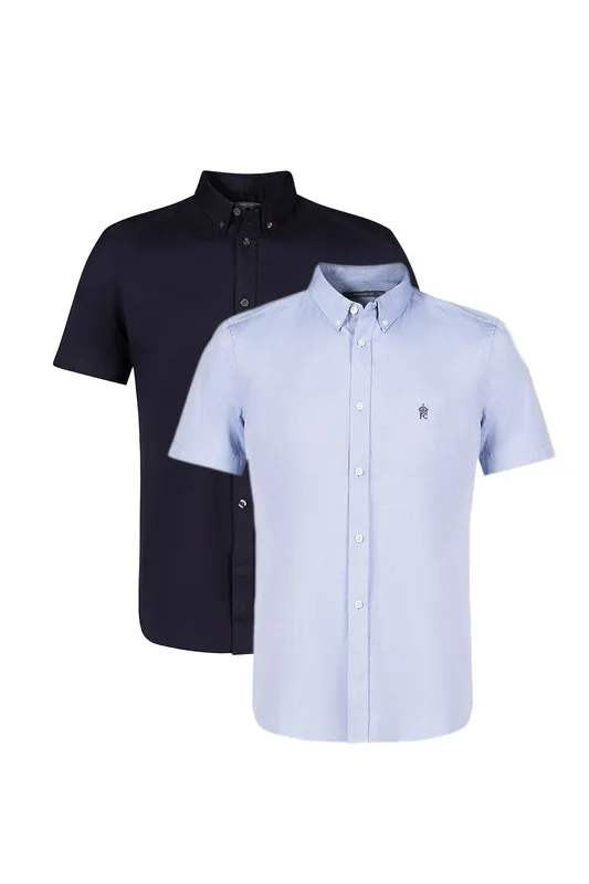 2 Pack Cotton Short Sleeve Oxford Shirts - French Connection
