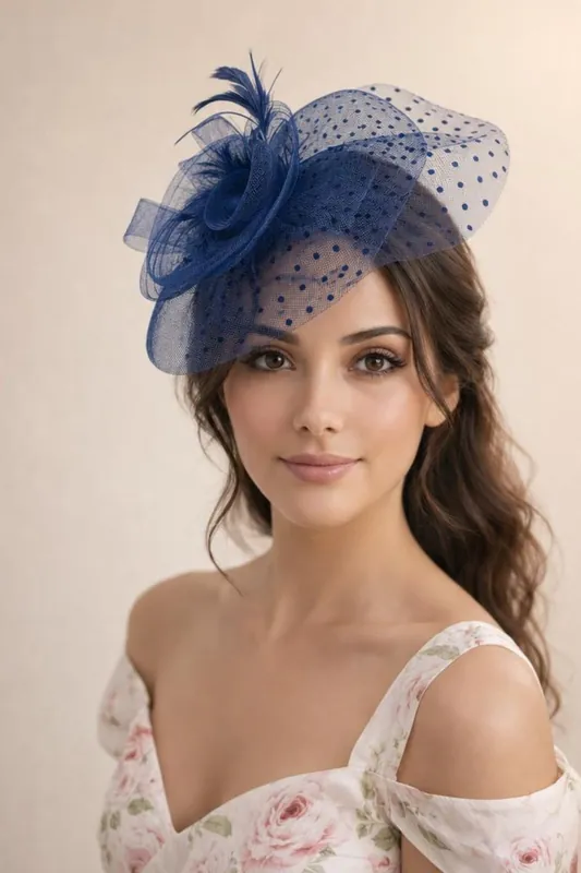 Feather & Polka Veil Fascinator - SVNX