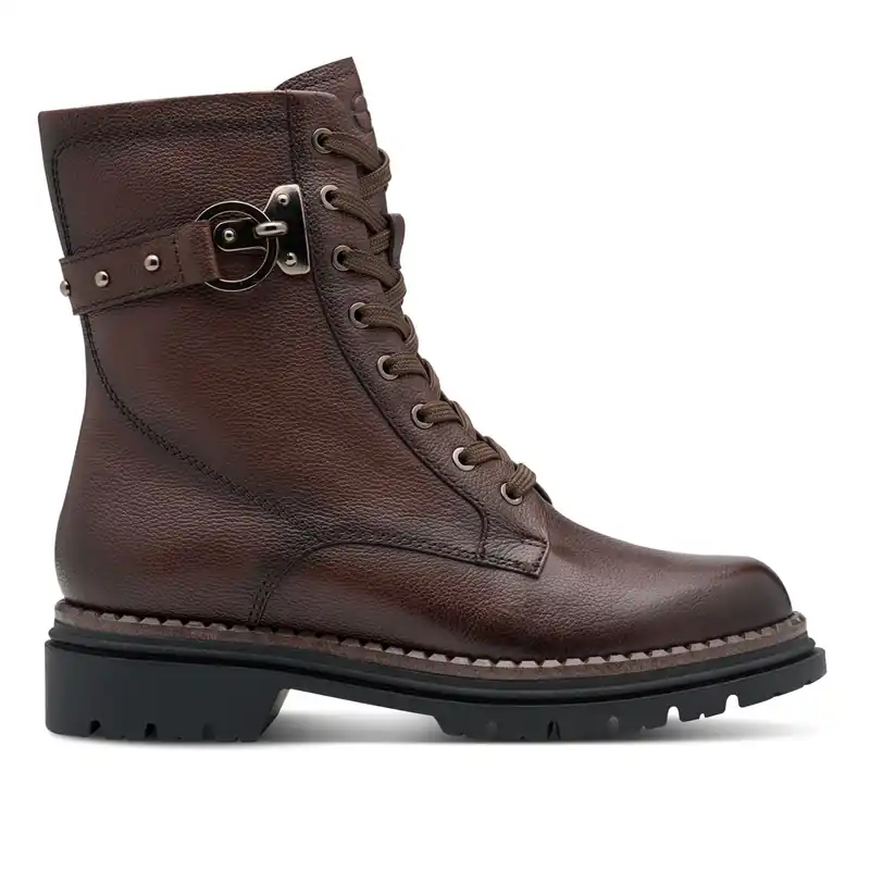 Tamaris Fashion Leather Lace-Up Zip Combat Ankle Boots