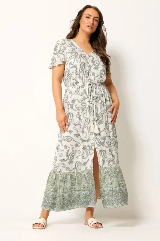 Paisley Border Detail Dress - Yours
