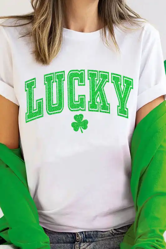 White Lucky Graphic St. Patricks Tee - Everyday The Label