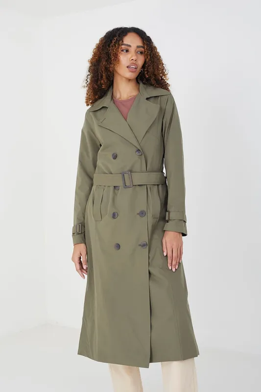 Double-Breasted Longline Trench Coat