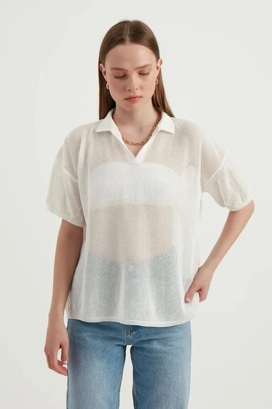 Polo Collar Mesh Textured Short Sleeve - Hiccup