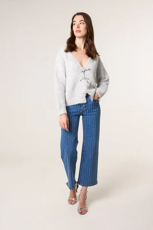 Blue Vertical Stripe Diamante Jeans - Blue Vanilla
