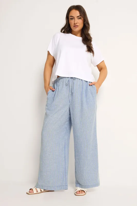 Stripe Linen Look Trousers - Yours