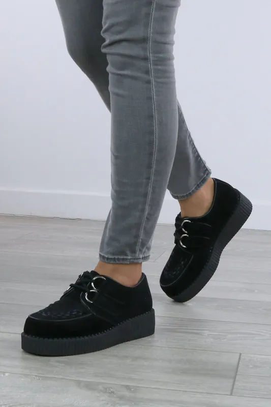 Low Wedge Heel Creepers Lace Up Platform Brogues - AJVANI