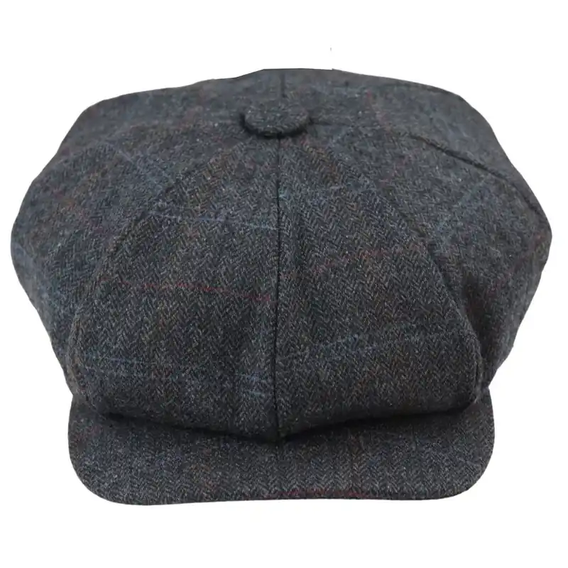 8 Panel Razor Baker Check Flat Cap Peaky Blinders - TruClothing