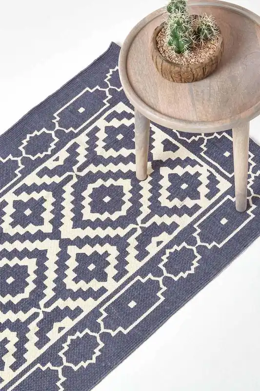 Halmstad Scandi Style Cotton Printed Rug, 66 x 200 cm - Homescapes