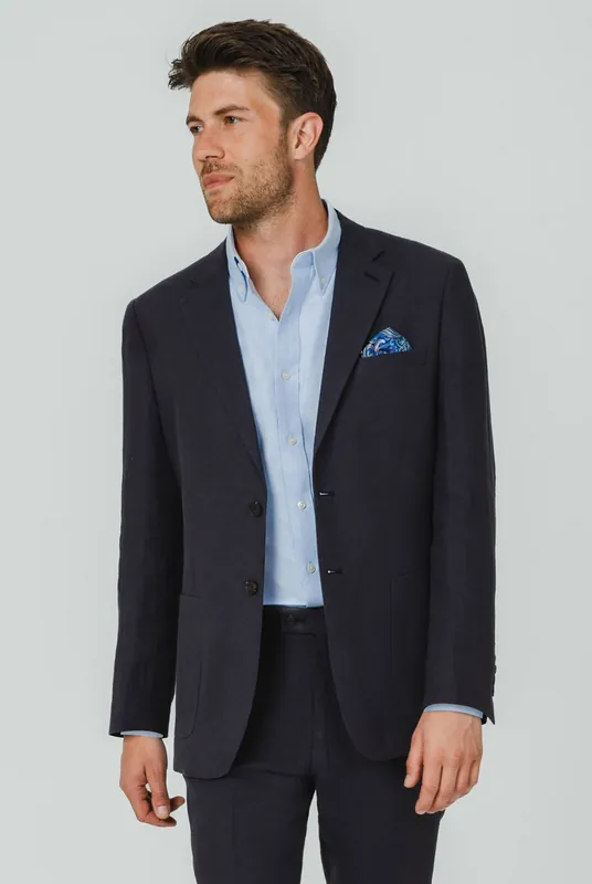 Navy Pure Linen Suit Jacket - Dobell