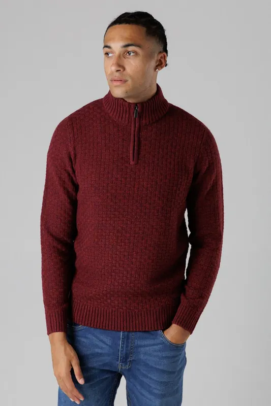 Quarter Zip Basket Stitch Jumper - Tokyo Laundry