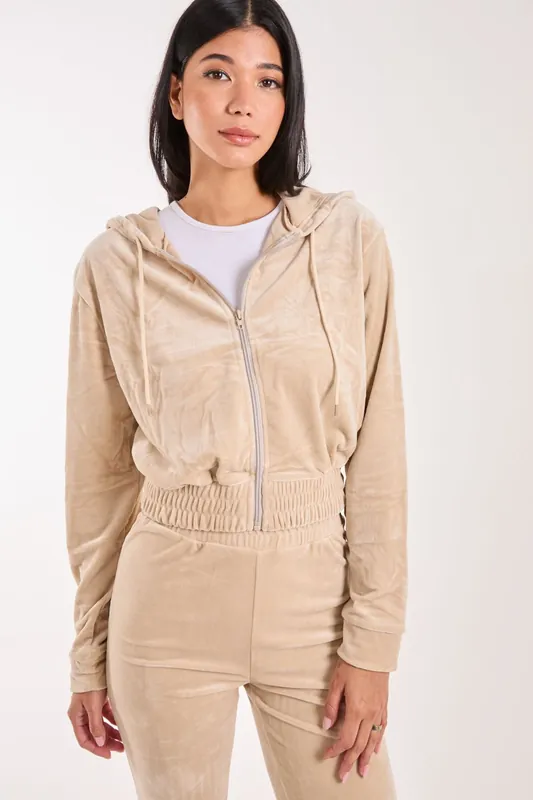 Velour Zip Hoodie - Pink Vanilla