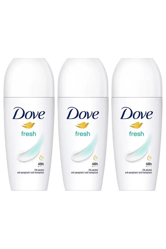 Fresh Roll On 'Antiperspirant' 48H of Sweat & Odour Protection, 3x50ml - Dove