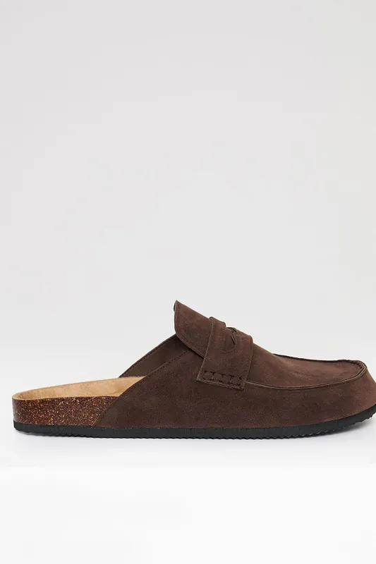 Faux Suede Penny Loafer Sandals - Threadbare