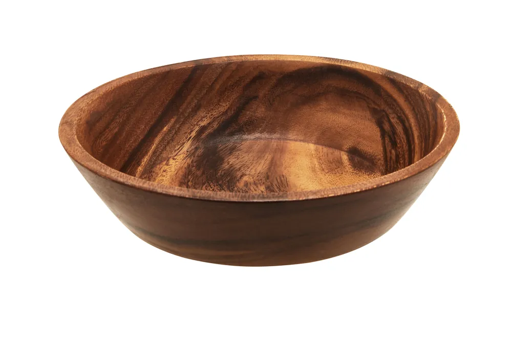 Orsina Large Round Bowl, Handcrafted Wooden Salad & Snack Bowl with Tapered Sides, Rustic Acacia Wood Serving Dish