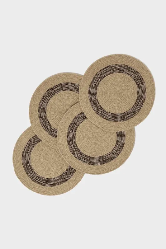 Braided 100% Cotton Round Placemats Set of 4 - Homescapes