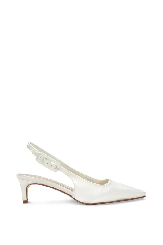 Kelly' Bridal Ivory Satin Court Heels With Slingback - XY London