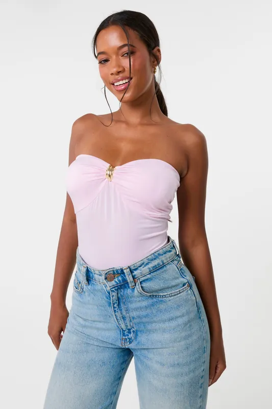 Pink Gold Detail Bodysuit - Pink Vanilla