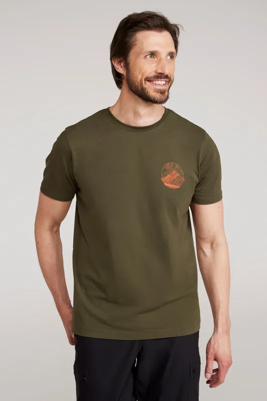 'Mountain Grid' Lightweight Short Sleeve 100% Cotton Graphic T-Shirt