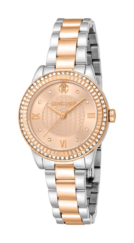 Women Stainless Steel Two Tone Silver & Rose Gold Color Watch - Roberto Cavalli