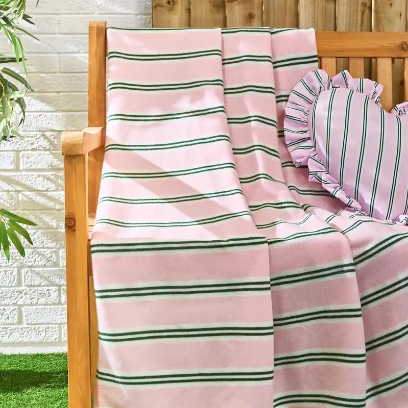 Thin Stripes Polar Fleece Throw Blanket Lightweight Bedspread - OHS