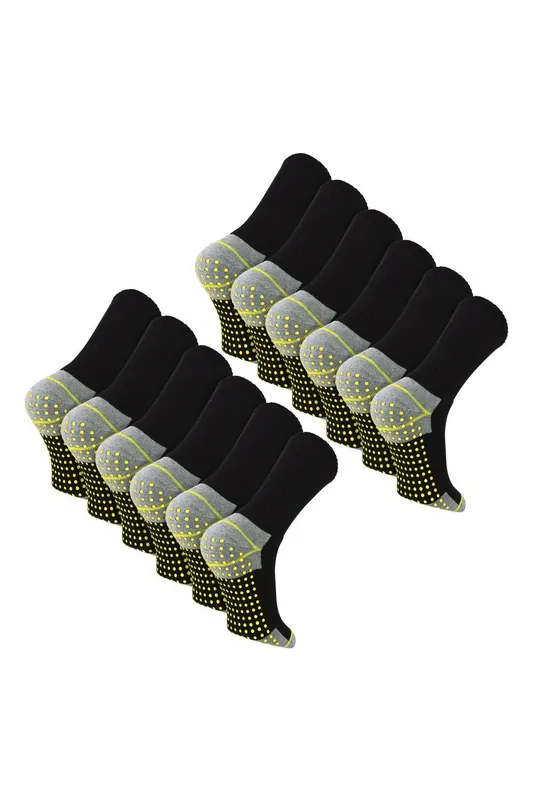 12 Pairs Mens Non Slip Durable Work Boot Socks - Sock Snob