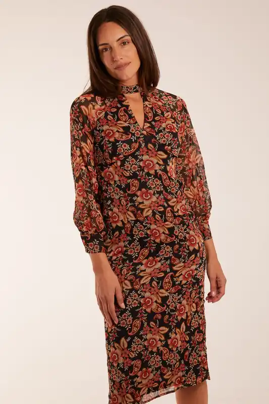 Raglan Keyhole Midi Dress - Blue Vanilla