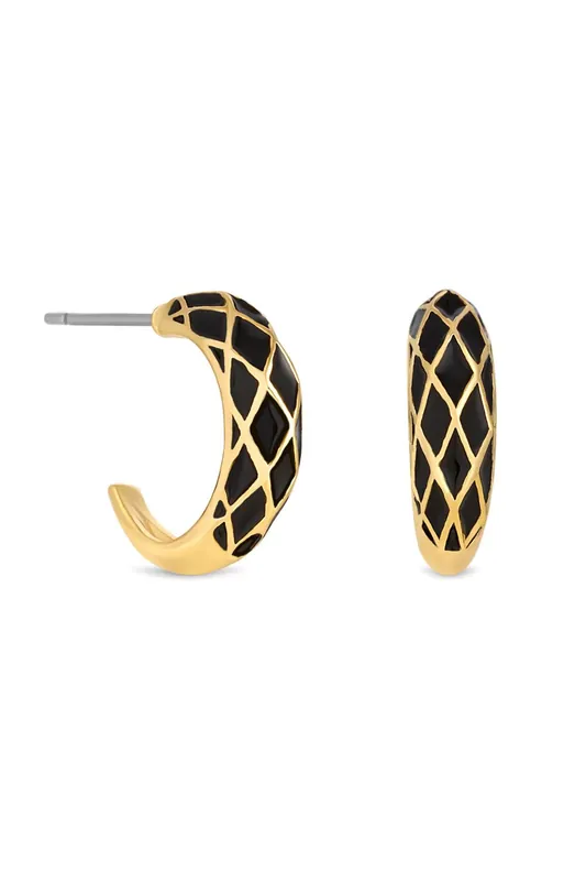 Gold Plated Jet Hoop Earrings - Jon Richard
