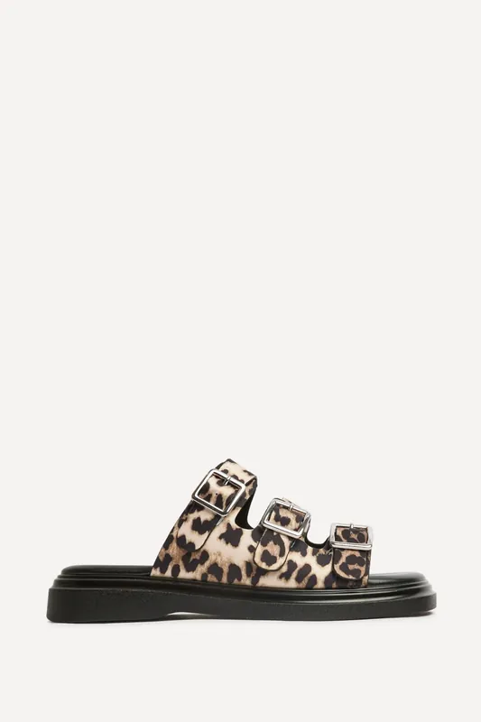 Satellite Leopard Print Flat Sandals - Linzi