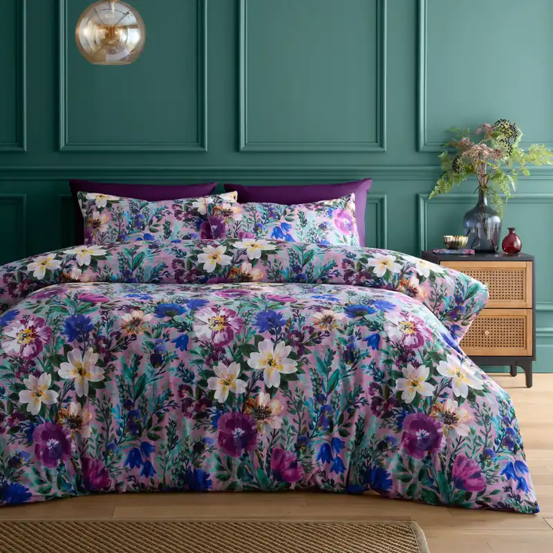 Ophelia Floral Duvet Cover Quilt Set With Pillow Case Bedding - Portfolio Home