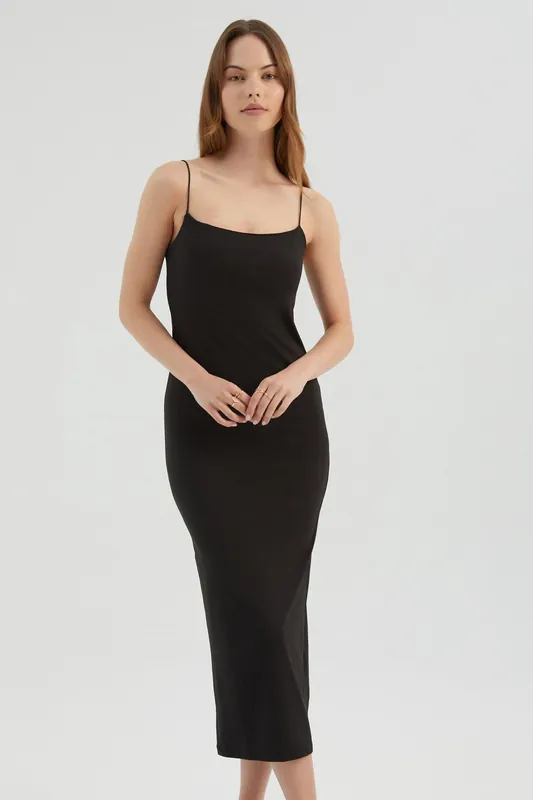 Spaghetti Strap Midi Bodycon Dress - Hiccup