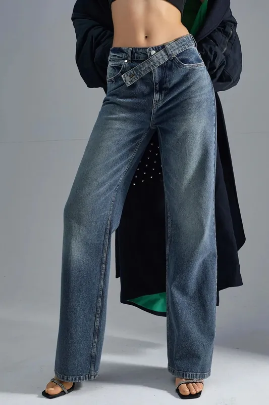 SQUALO High Waist Wide Leg Denim Jeans - Hiccup