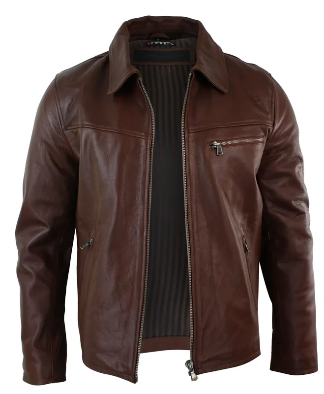Classic Real Leather Collar Box Jacket - TruClothing