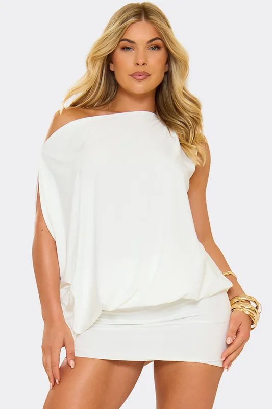 Sleeveless Drape Slinky Mini Dress - EGO