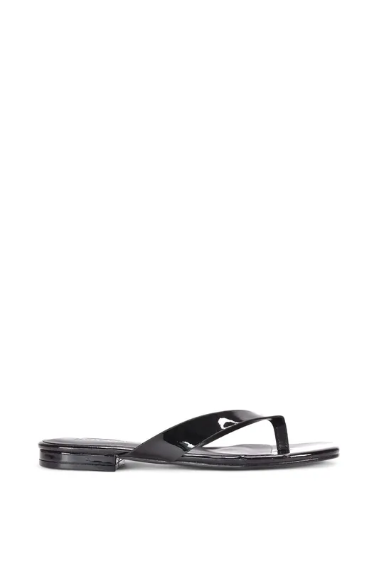 Rio' Square Toe Slip On Flat Sandals With Thong Strap - XY London